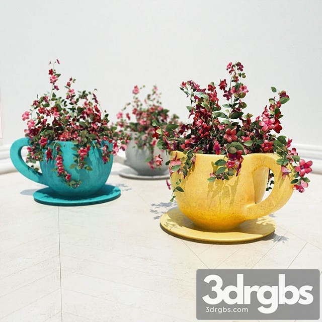 Flowers In Pots Cups Cup Flower Pot 1 3dsmax Download - thumbnail 1