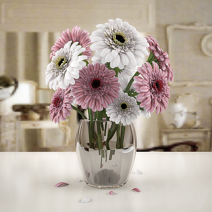 GERBERA FLOWER VASE 3DS Max - thumbnail 1