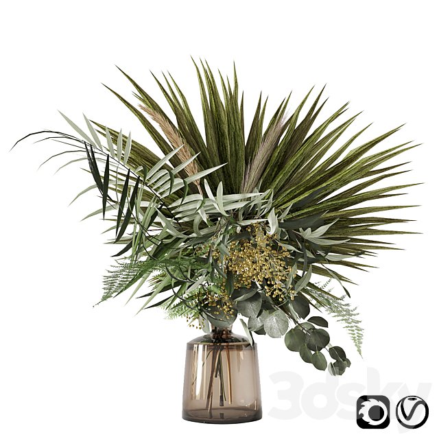 Green bouquet with palms 3DSMax File - thumbnail 1