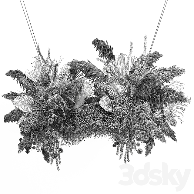 Hanging bouquet and installation under the ceiling. decor above the table made of dried flowers. palm leaf and pampas grass. 232. 3DSMax File - thumbnail 7