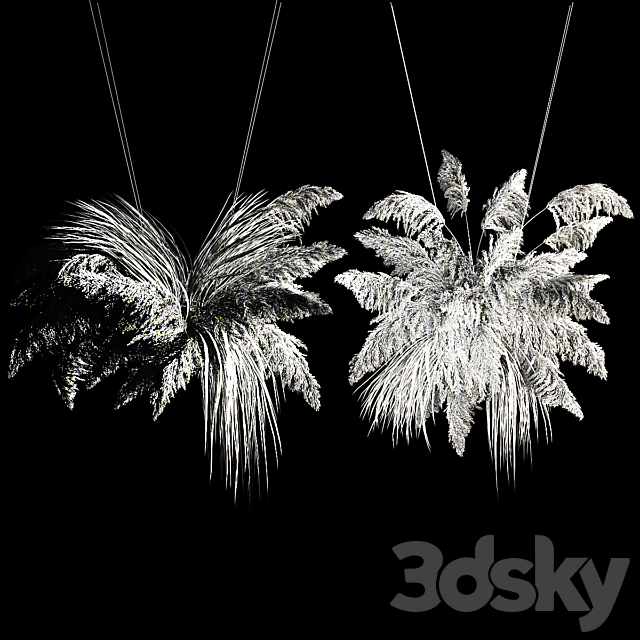 Hanging bouquet installation of white reeds dried flower from pampas grass. reed. Cortaderia. 261 3DSMax File - thumbnail 6