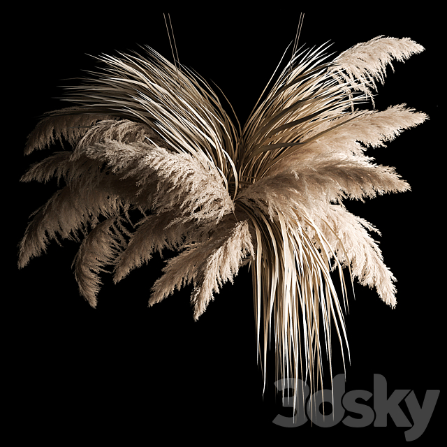 Hanging bouquet of dry reeds and pampas grass for decoration and interior. 266. 3ds Max - thumbnail 1