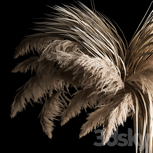 Hanging bouquet of dry reeds and pampas grass for decoration and interior. 266. 3ds Max - thumbnail 2