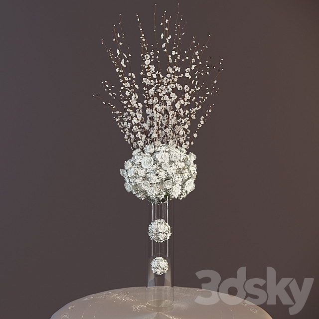 High bouquet in a glass vase 3ds Max - thumbnail 1