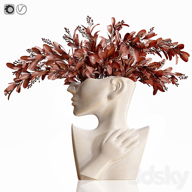 Human face art vase 3DS Max Model - thumbnail 1