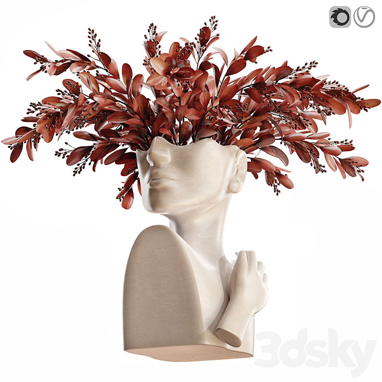 Human face art vase 3DS Max Model - thumbnail 2