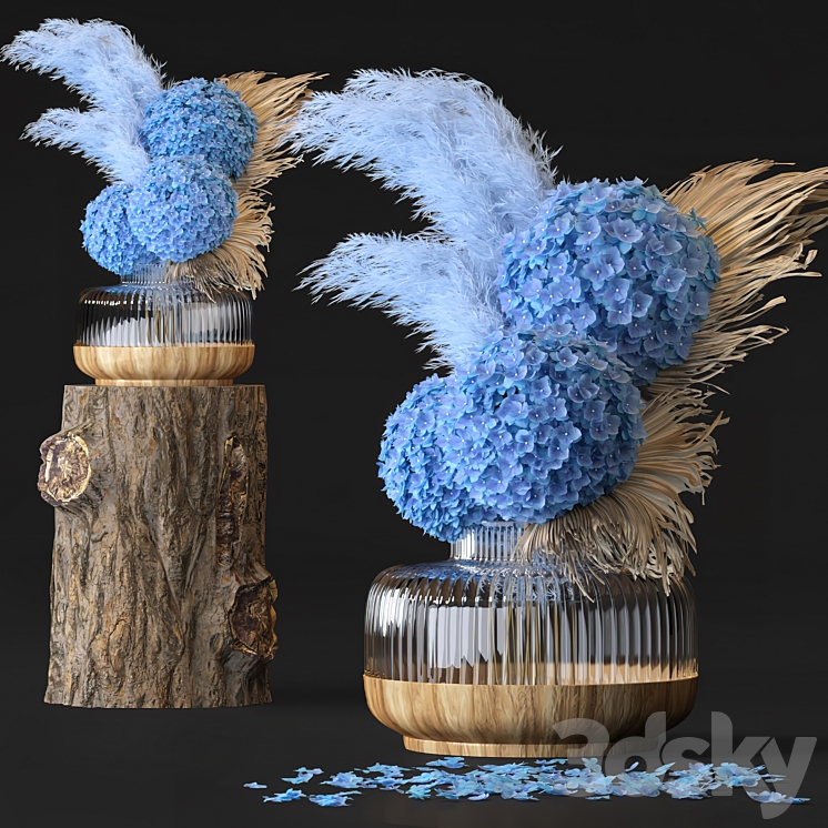 Hydrangea Flower Set-06 3DS Max - thumbnail 1