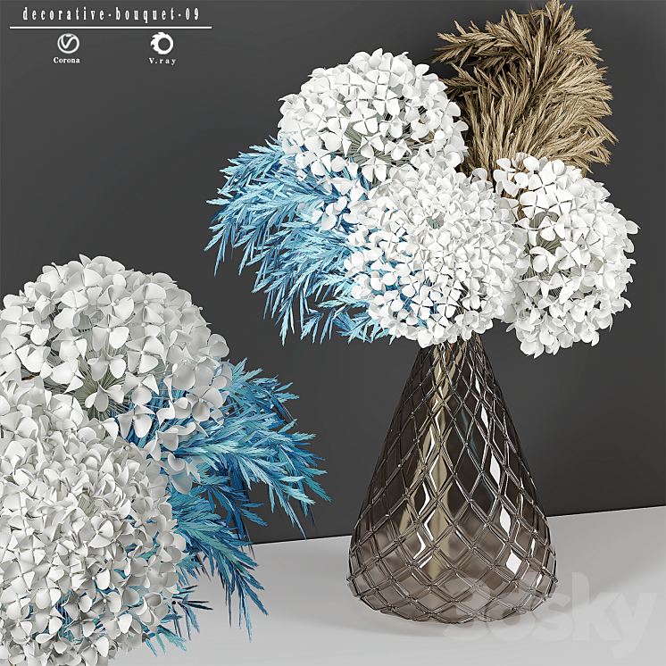 Hydrangea Flower Set-09 3DS Max Model - thumbnail 1