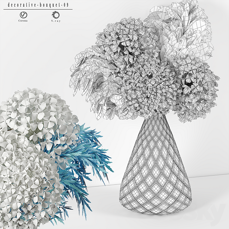 Hydrangea Flower Set-09 3DS Max Model - thumbnail 2