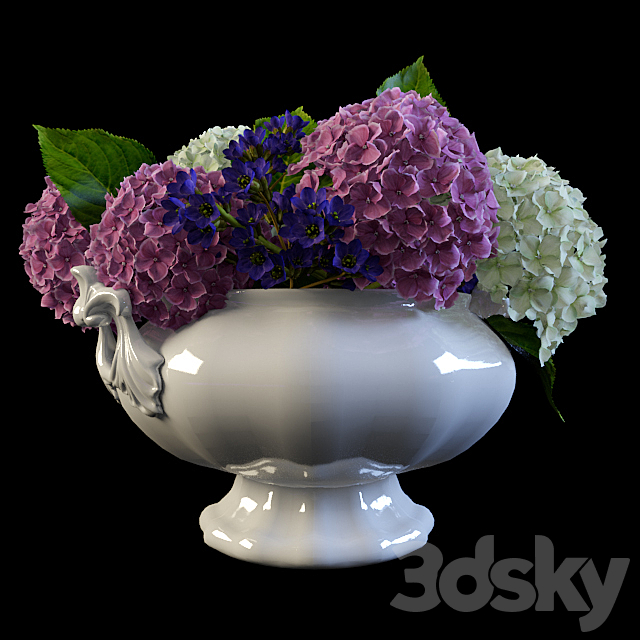 Hydrangea in a vase 3DS Max Model - thumbnail 1