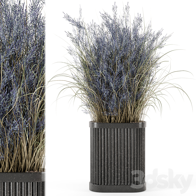 Indoor Dry Plants in Handmade Stone Pot – Set 773 3DS Max - thumbnail 1