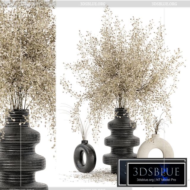 Indoor Dry Plants in rusty Concrete Pots – Set 288 3DS Max - thumbnail 3