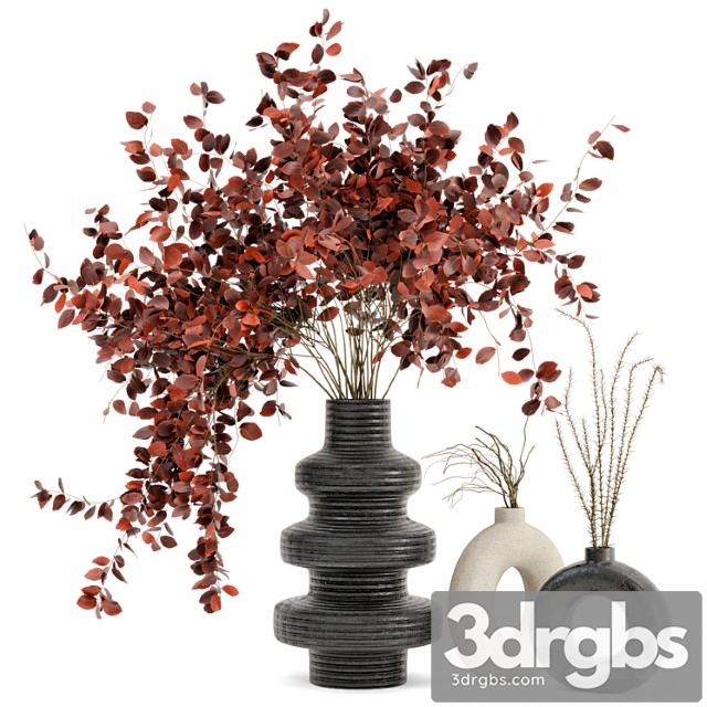 Indoor dry plants in rusty concrete pots – set 80 - thumbnail 1