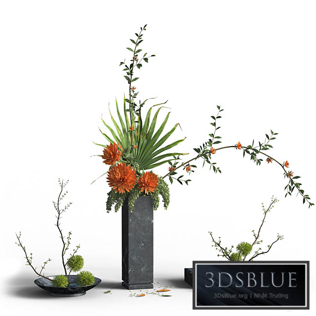 Indoor Plant Set 03 -three bouquets 3DS Max - thumbnail 3