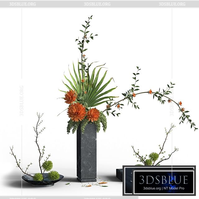 Indoor Plant Set 03 -three bouquets 3DS Max - thumbnail 3