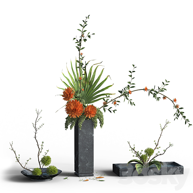 Indoor Plant Set 03 -three bouquets 3DSMax File - thumbnail 1