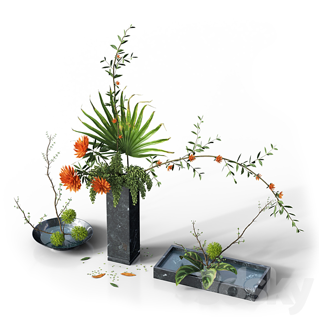 Indoor Plant Set 03 -three bouquets 3DSMax File - thumbnail 2