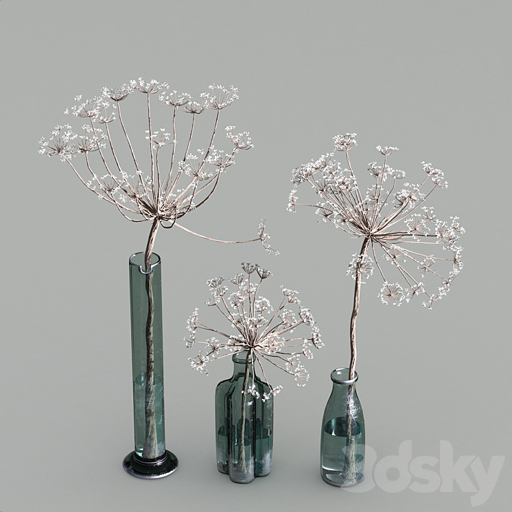 Indoor Plant Set 04-dry plants in glass vase 3DS Max - thumbnail 2