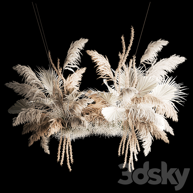 Installation suspension of white dried flowers. branches of pampas grass. dry reeds. wedding decor. 257. 3DSMax File - thumbnail 1