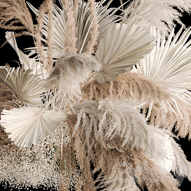 Installation suspension of white dried flowers. branches of pampas grass. dry reeds. wedding decor. 257. 3DSMax File - thumbnail 3