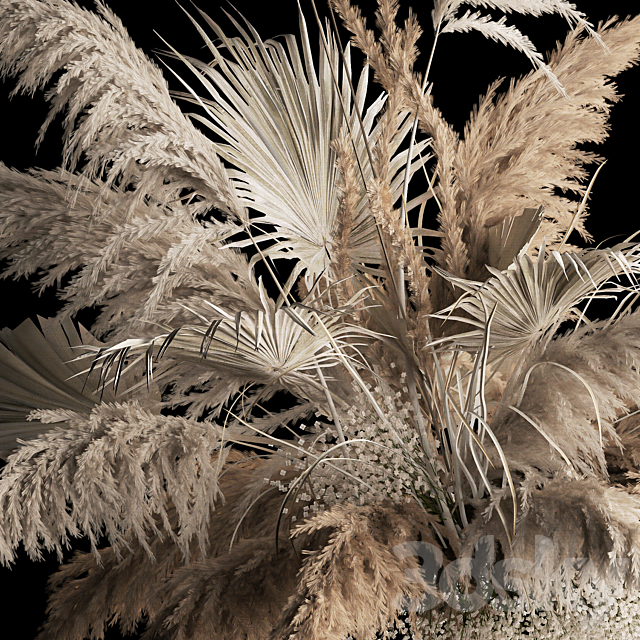 Installation suspension of white dried flowers. branches of pampas grass. dry reeds. wedding decor. 257. 3DSMax File - thumbnail 4