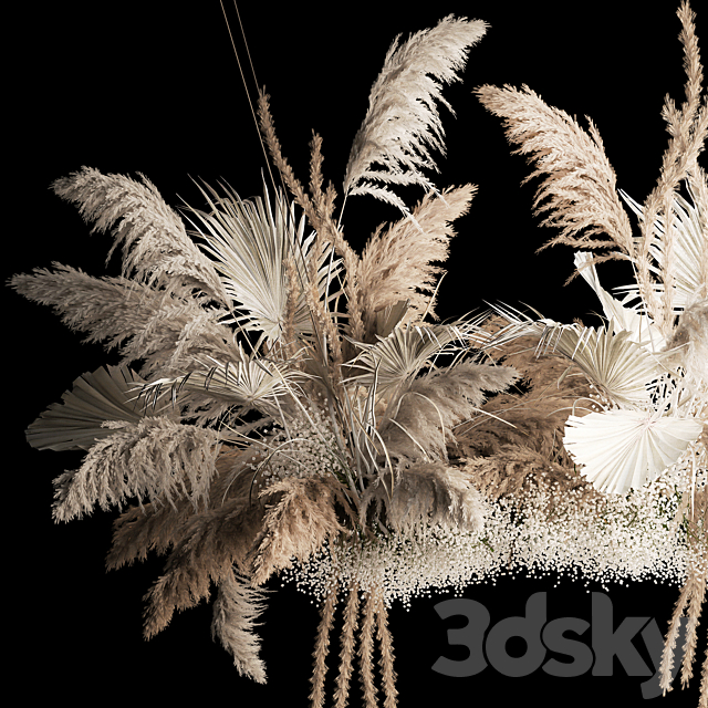 Installation suspension of white dried flowers. branches of pampas grass. dry reeds. wedding decor. 257. 3DSMax File - thumbnail 5