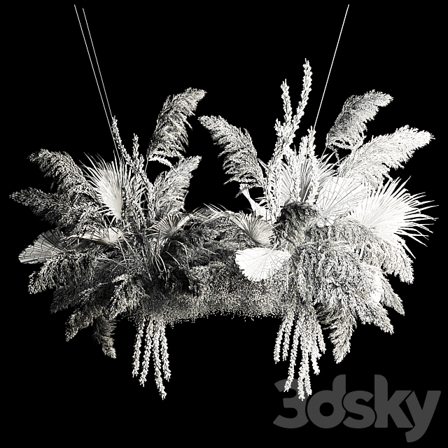 Installation suspension of white dried flowers. branches of pampas grass. dry reeds. wedding decor. 257. 3DSMax File - thumbnail 6