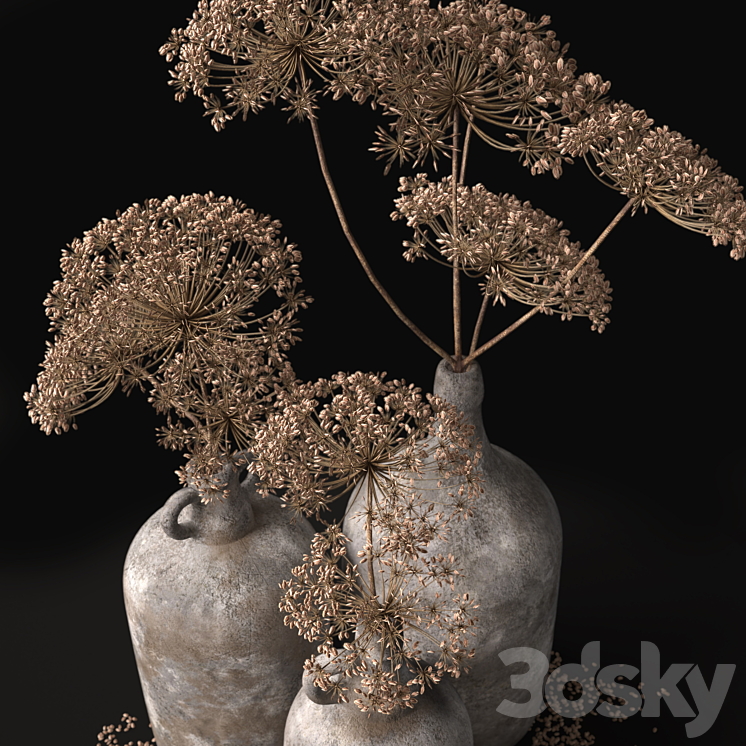 Jugs with dry dill stalks 3DS Max - thumbnail 2