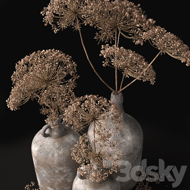 Jugs with dry dill stalks 3DS Max Model - thumbnail 2