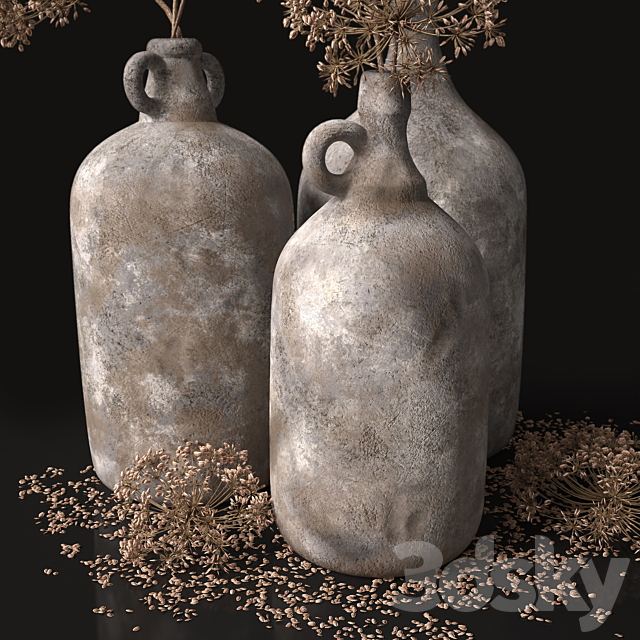 Jugs with dry dill stalks 3DS Max Model - thumbnail 3