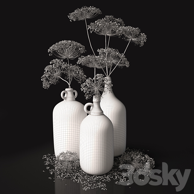 Jugs with dry dill stalks 3DS Max Model - thumbnail 4