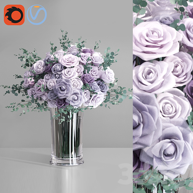 Lavender Europe Roses Bouquet 3DSMax File - thumbnail 1