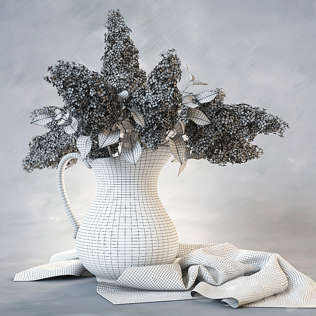 Lilac Bouquet in Vase 3DSMax File - thumbnail 2