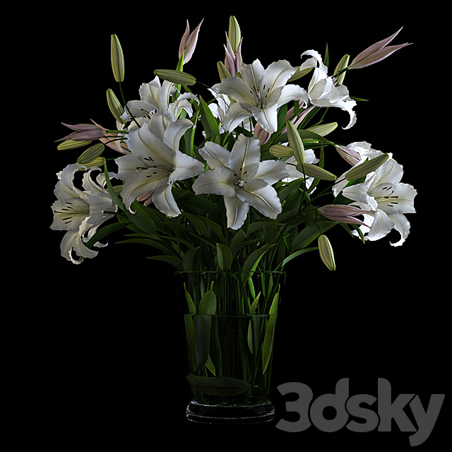 Lilies in a Vase 3DS Max Model - thumbnail 1