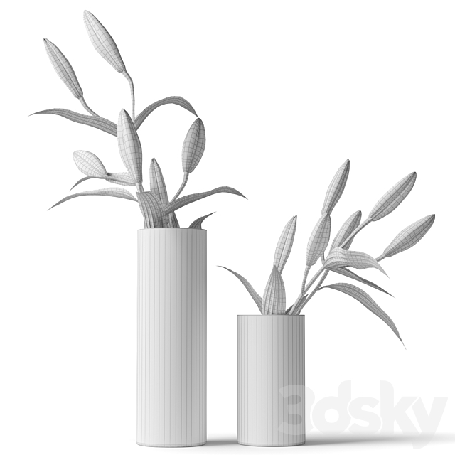 Lily in a glass vase 3ds Max - thumbnail 2