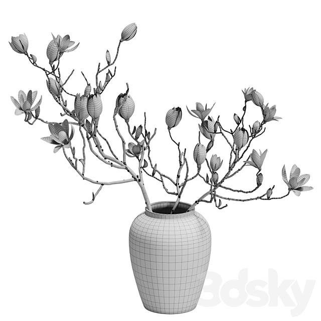 Magnolia Shrubs In Clay Vase 04 3ds Max - thumbnail 3