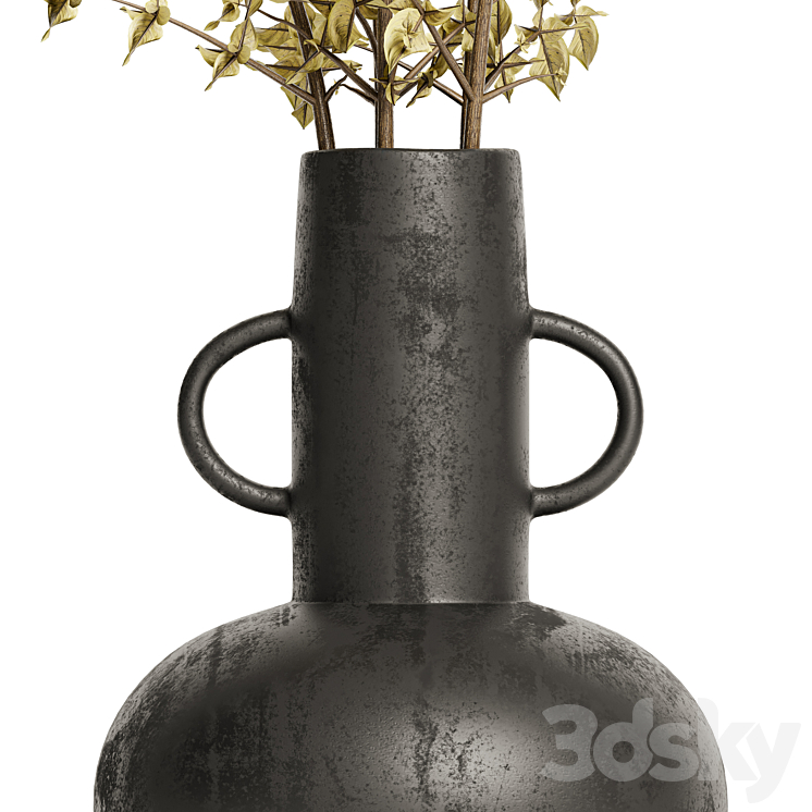 Merriman Black Vase & Terracotta vase set with Dried Plants 3DS Max - thumbnail 2