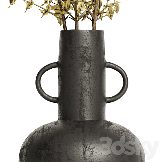 Merriman Black Vase & Terracotta vase set with Dried Plants 3DSMax File - thumbnail 2