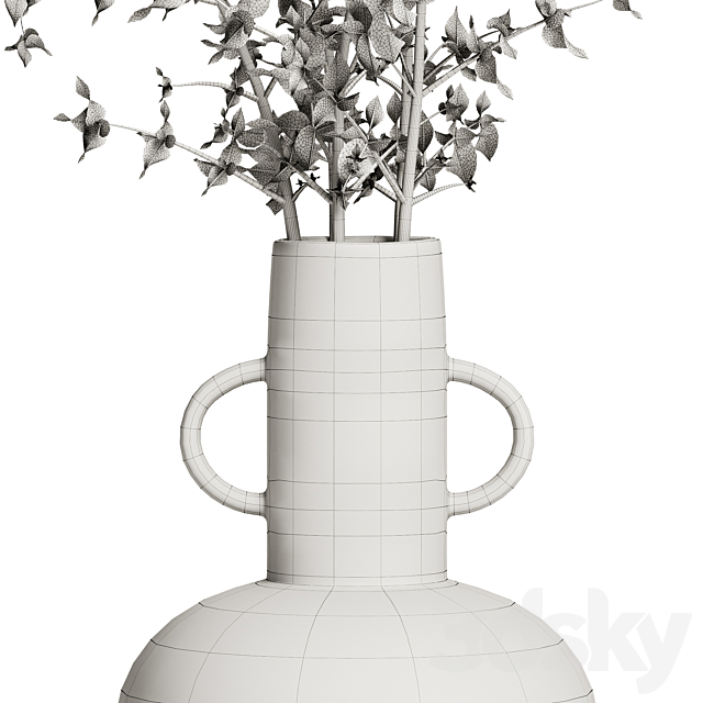 Merriman Black Vase & Terracotta vase set with Dried Plants 3DSMax File - thumbnail 5