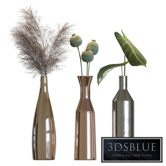 Metal vases decor set 3DS Max - thumbnail 3