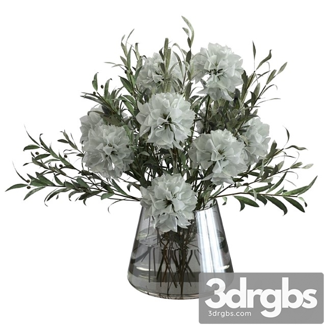 Olive bouquet with white flowers - thumbnail 1