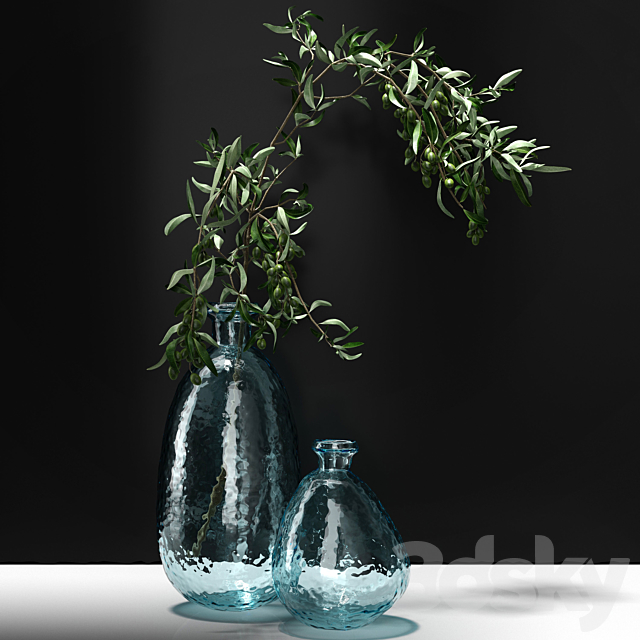 Olive branch in vase 3DSMax File - thumbnail 1