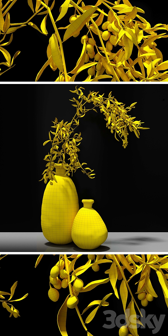 Olive branch in vase 3DSMax File - thumbnail 3