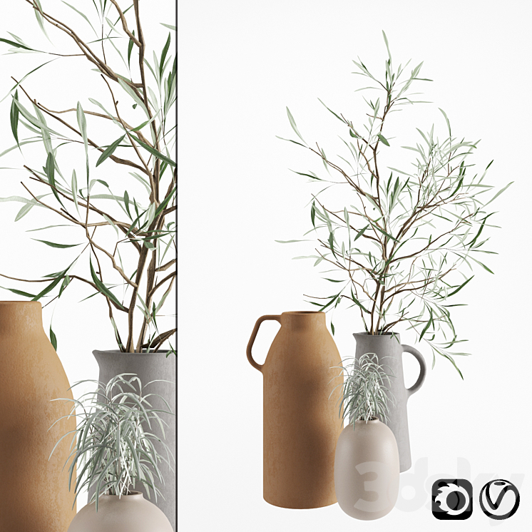 Olive & rosmarinus branch 3DS Max - thumbnail 1