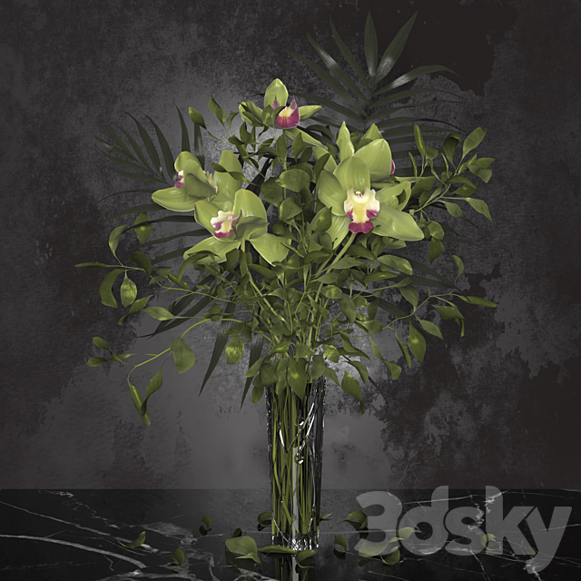 Orchid bouquet + Bohemia Labyrinth Vase 3DSMax File - thumbnail 1