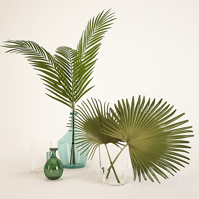 palm leaves in a vase 3DSMax File - thumbnail 1