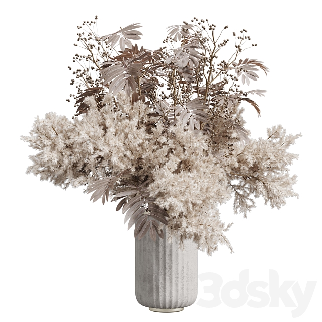 pampas dry flowers in a concrete vase bouquet 51 3ds Max - thumbnail 1