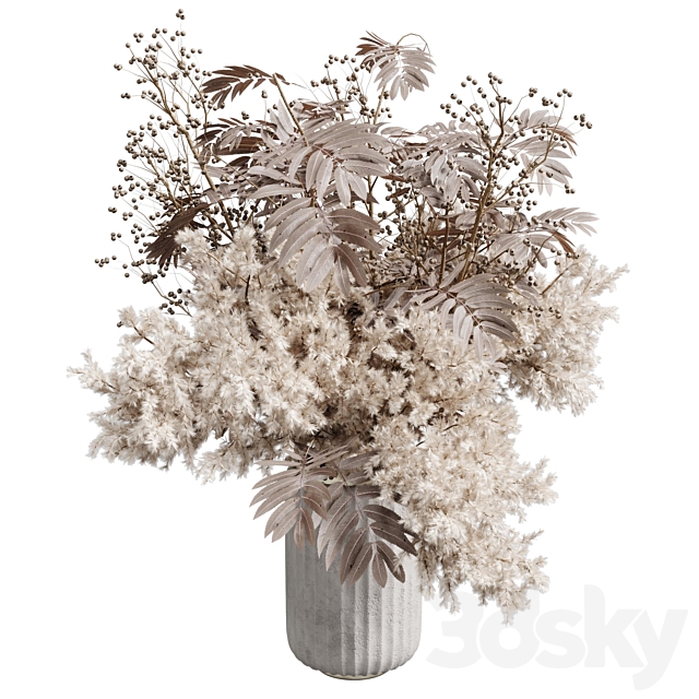 pampas dry flowers in a concrete vase bouquet 51 3ds Max - thumbnail 3