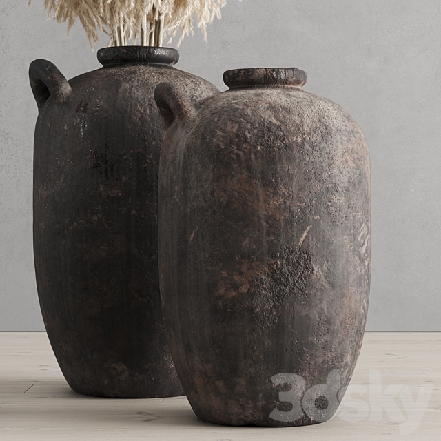 Pampas Grass and Vases Rh 19 Th C. Spanish Water Vessel 3DS Max Model - thumbnail 2