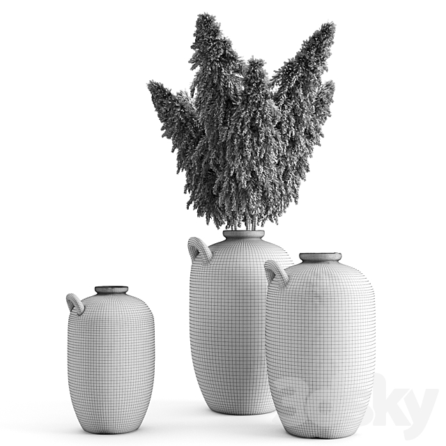 Pampas Grass and Vases Rh 19 Th C. Spanish Water Vessel 3DS Max Model - thumbnail 4